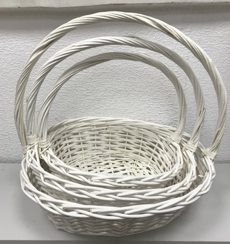 +Набор корзин пл.  из 3 105, 106 белая овал и круг