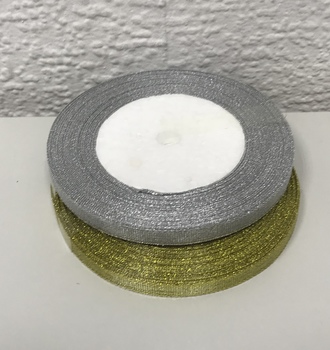 + Лента парча 0,6 см золото/серебро