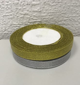 + Лента парча 0,9 см зол/сер