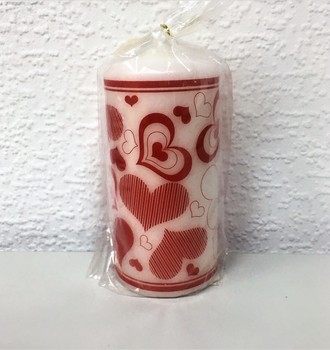 Свеча пенек подарочный с сердечками 6063,6153,6062
