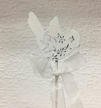 П Втавка Птичка резная белая