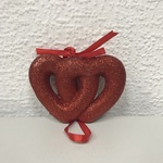 СЛ Сердце на подвеске 10см Двойное блестка