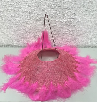 Каркас для букета 25см, сизаль, перья