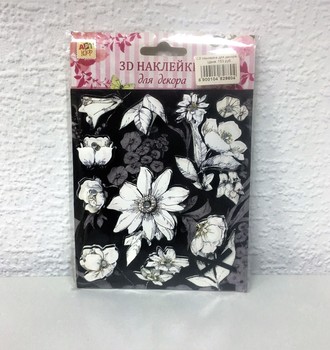 СЛ Наклейка для декора 3D "Цветы" со скотчем 18*12