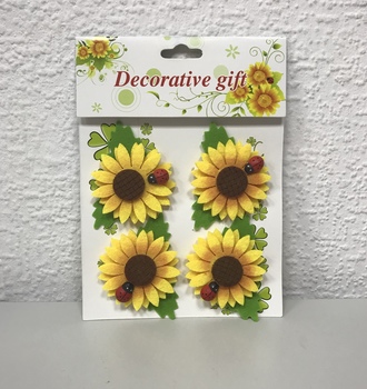 Наклейки Войлок Цветы, Божьи Коровки (4 шт)